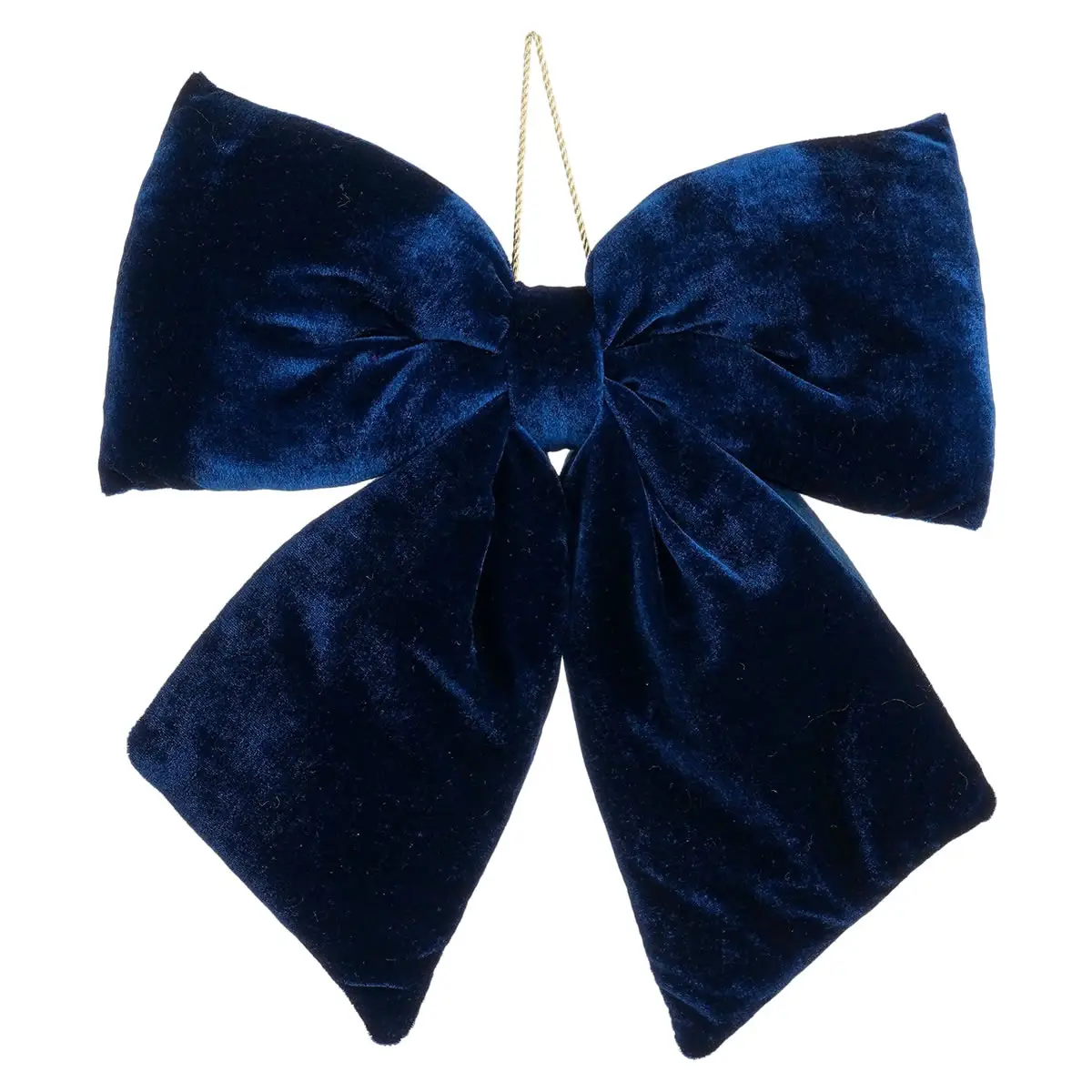 Kerststrik velvet donkerblauw 30 x 34 cm (per stuk)