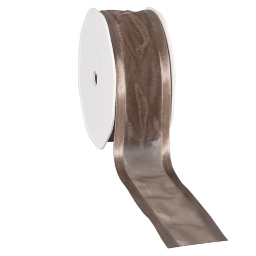 Organza satin edge taupe 38 mm (25 meter)