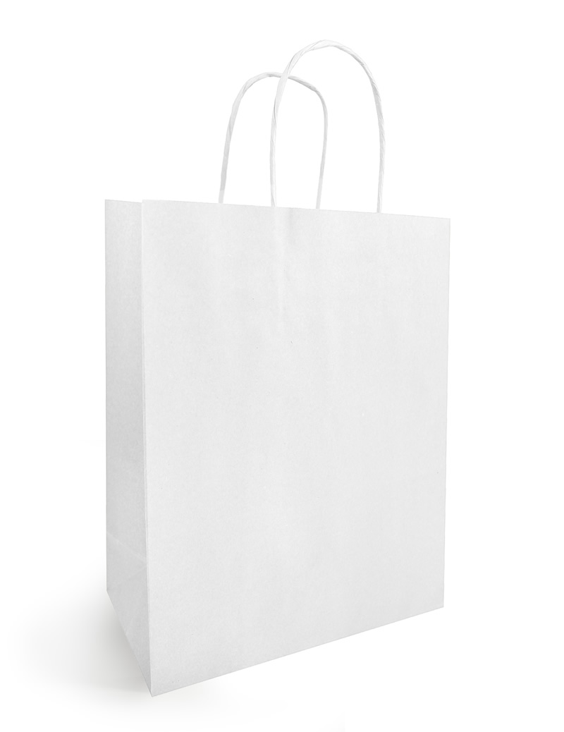 Papieren draagtassen wit 34 x 14 x 39,5 cm (50 stuks)
