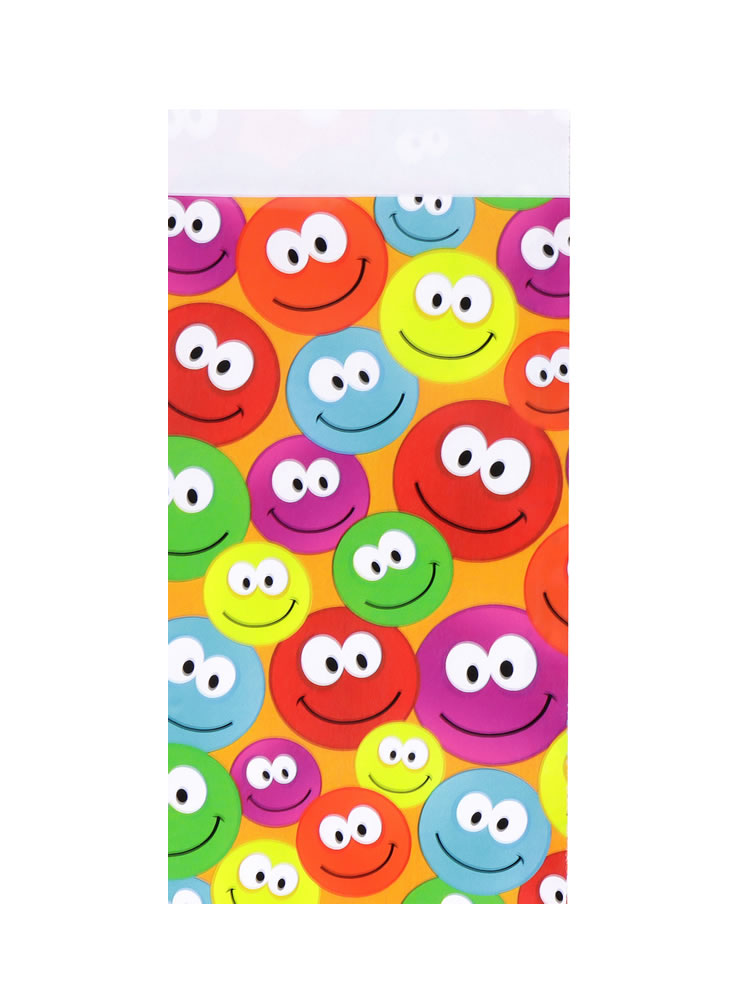 Papieren zakjes smileys 7 x 13 cm (200 stuks)