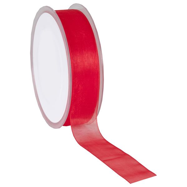 Organza lint rood 25 mm (50 meter)