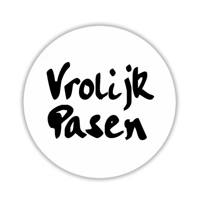 Wensetiket Vrolijk Pasen wit rond Ø 39 mm (500 stuks)