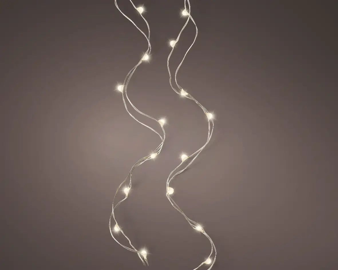 Kerstverlichting warm wit 20 LED zilverdraad (95 cm)