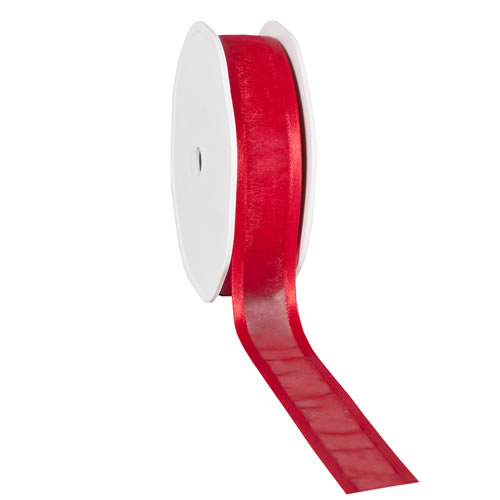 Organza satin edge rood 25 mm (25 meter)