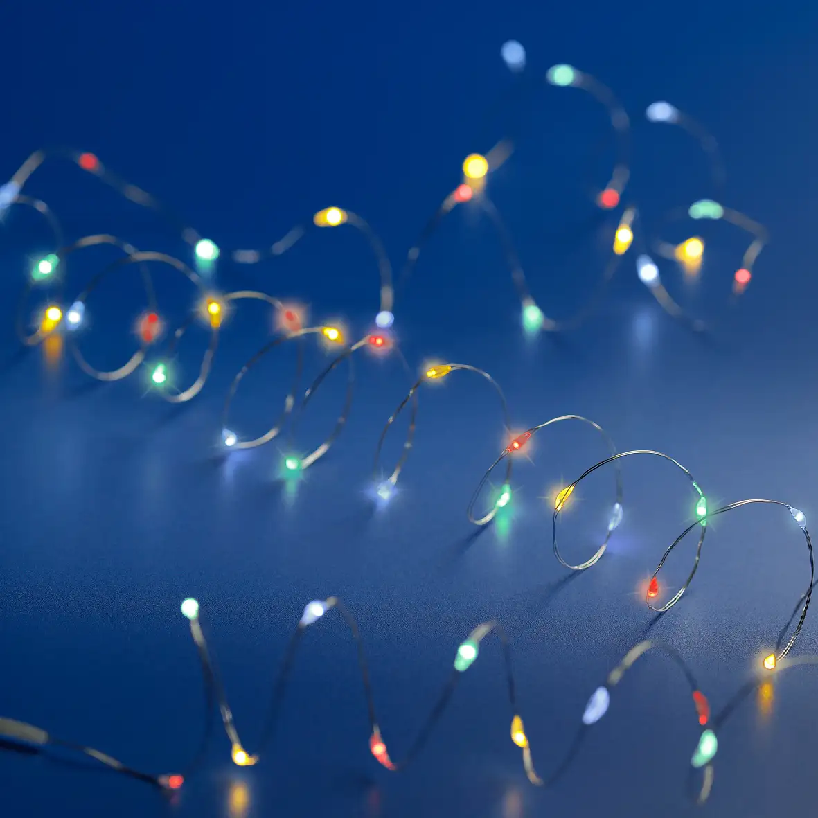 Kerstverlichting multi color zilverdraad 20 LED (95 cm)