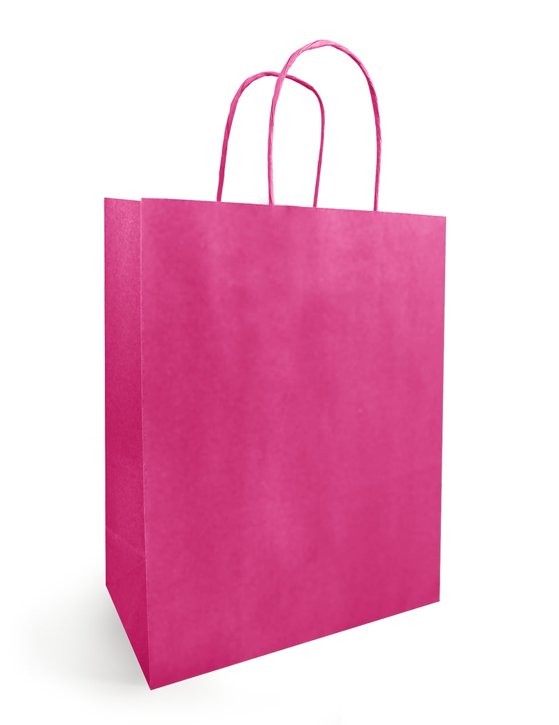 Papieren draagtassen fuchsia 34 x 14 x 39,5 cm (50 stuks)
