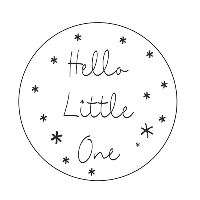 Wensetiket hello little one wit Ø 47 mm (500 stuks)
