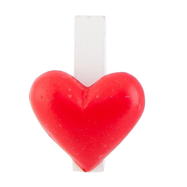 Houten knijper hart rood 2,5 cm (6 stuks)