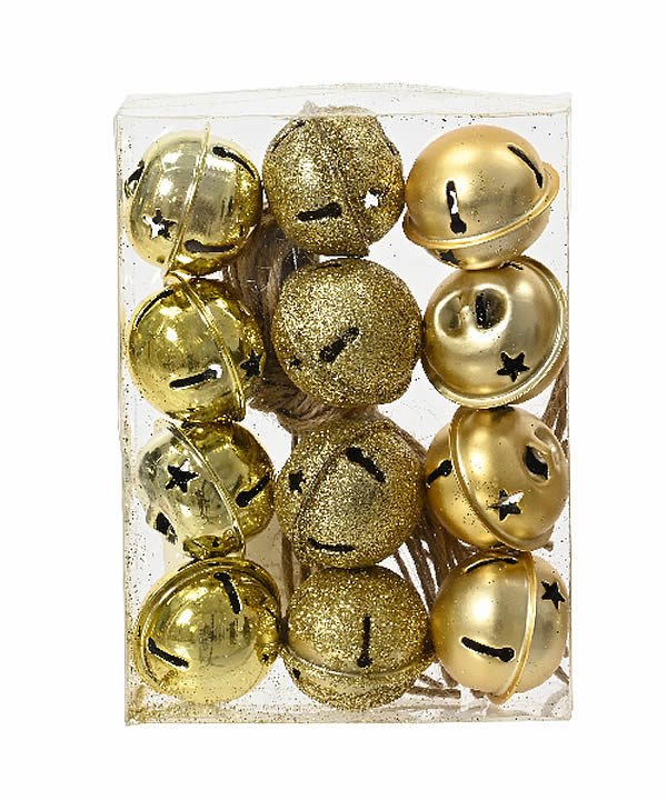 Kerstklokken goud 3 cm (12 stuks)