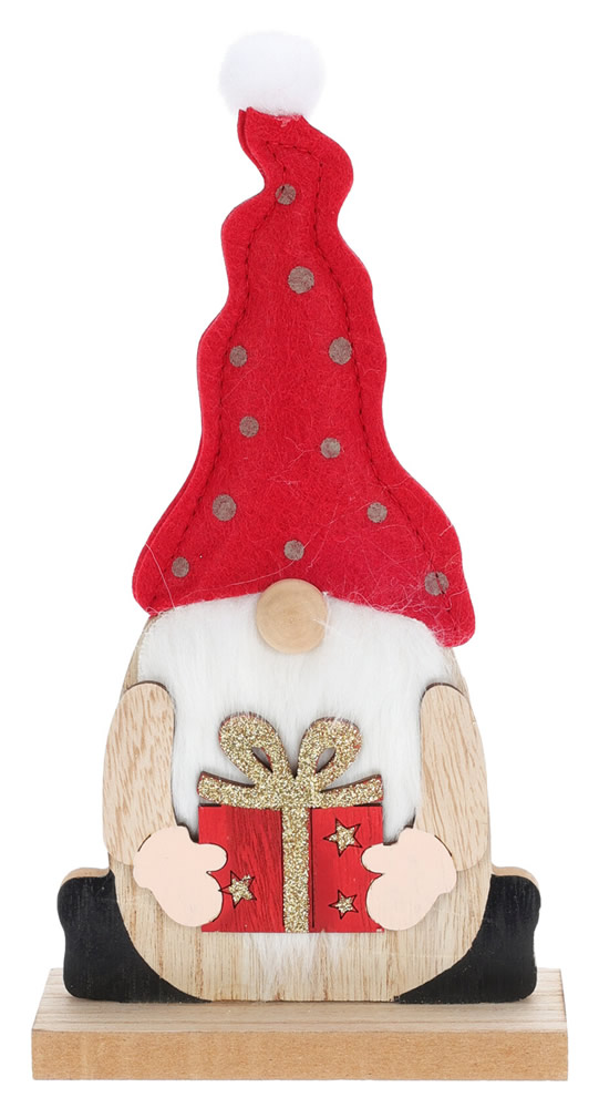 Houten gnome rood met stip 24 cm (1 stuk)