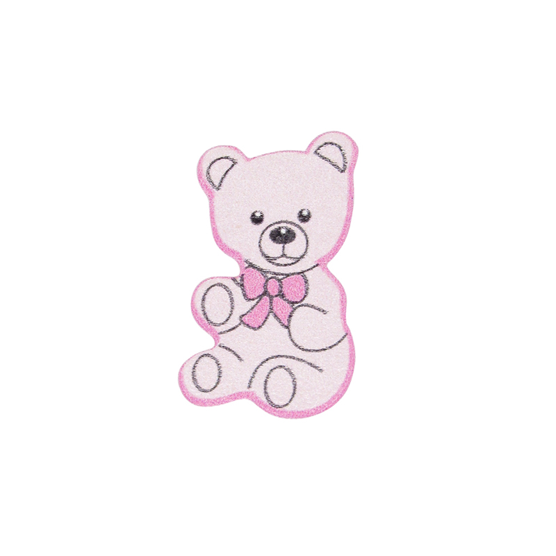 Houten plakdecoratie teddybeer roze 3,5 cm (50 stuks)