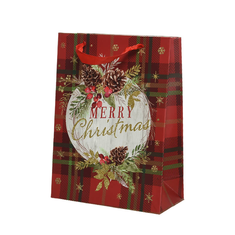 Kersttassen schotse ruit rood 18 x 8 x 24 cm (6 stuks)