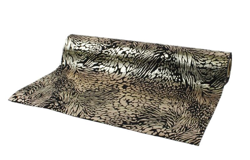 Tafelloper dierenprint zwart met goud 28 cm (2,5 meter)