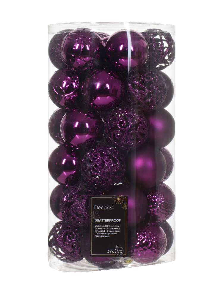 Kerstballen paars 6 cm assorti (37 stuks)