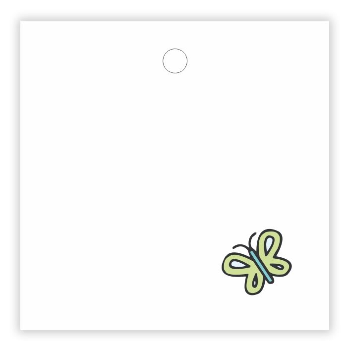 Cadeaukaartje blanco met vlindertje 7 x 7 cm (20 stuks)
