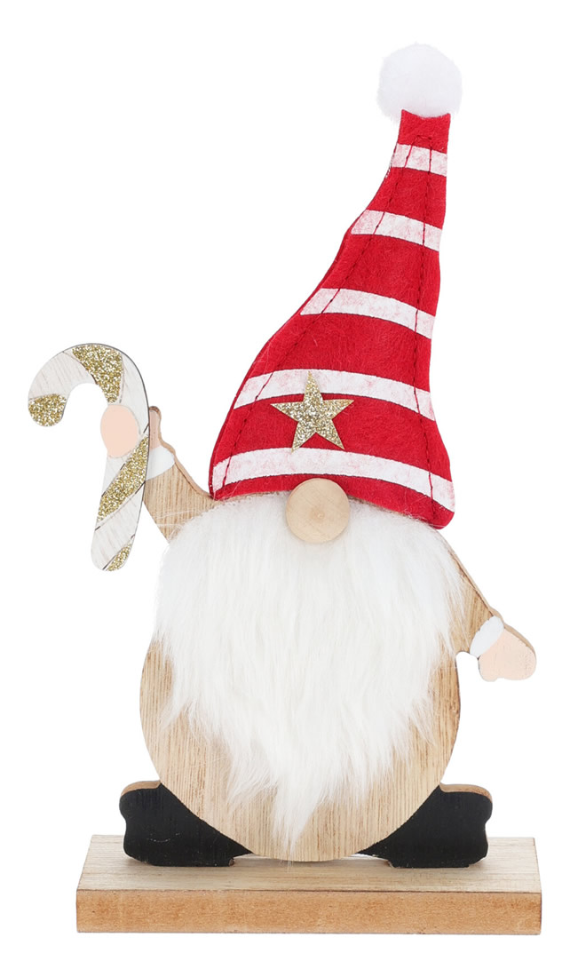 Houten gnome rood met ster 24 cm (1 stuk)