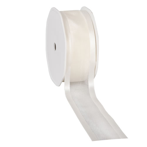 Organza satin edge creme 38 mm (25 meter)