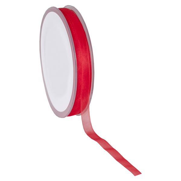 Organza lint rood 7 mm (50 meter)