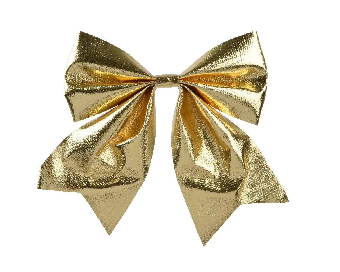 Decoratie strikken shiny goud 17 cm (2 stuks)