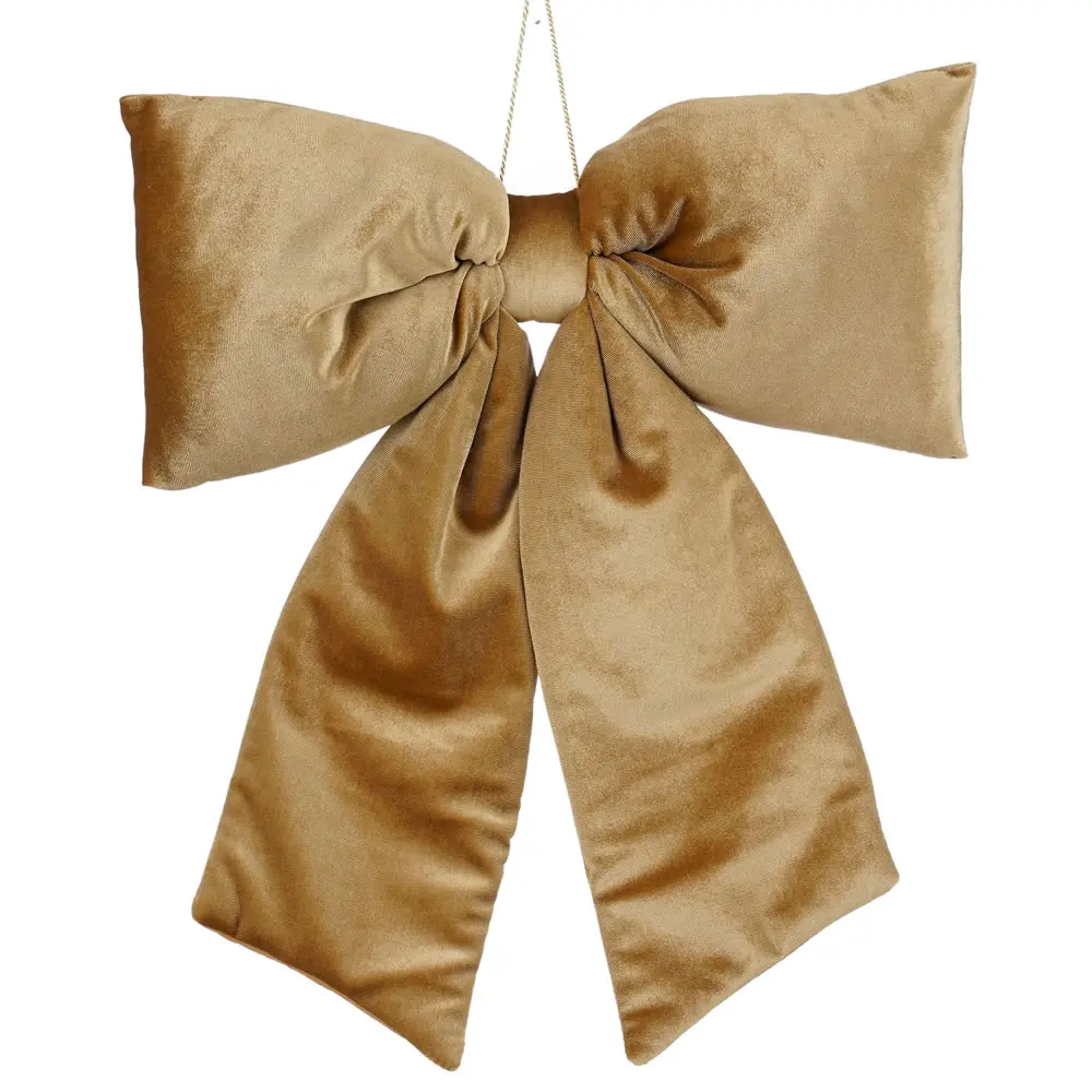 Kerststrik velvet goud 39 x 50 cm (per stuk)