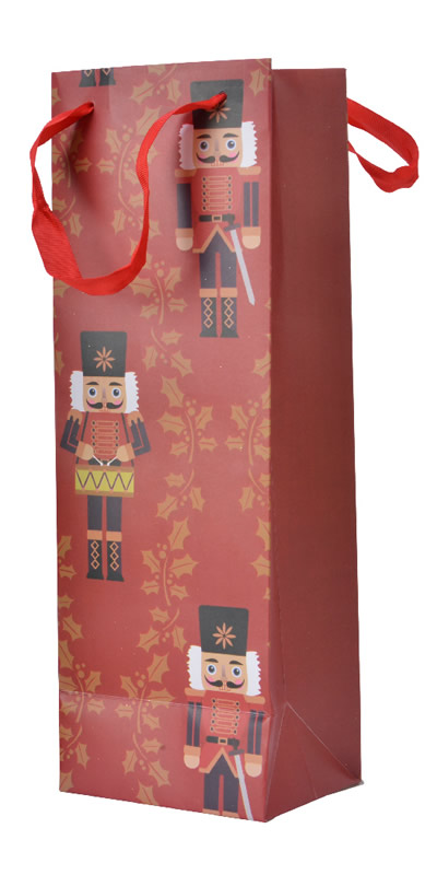 Wijnflestassen nutcracker rood 12 x 10 x 36 cm (6 stuks)