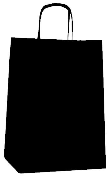 Papieren draagtassen zwart 24 x 12 x 31 cm (50 stuks)