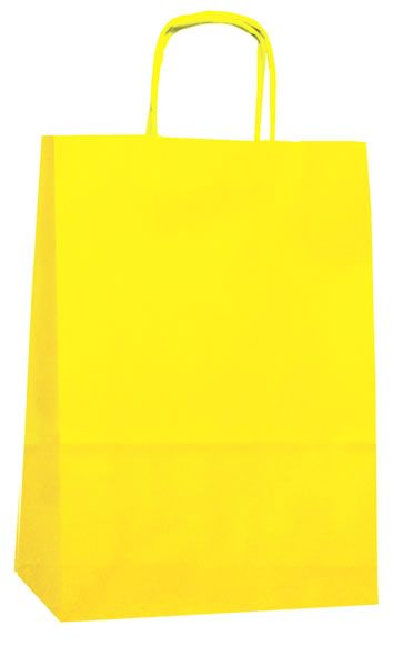 Papieren draagtassen geel 24 x 12 x 31 cm (50 stuks)