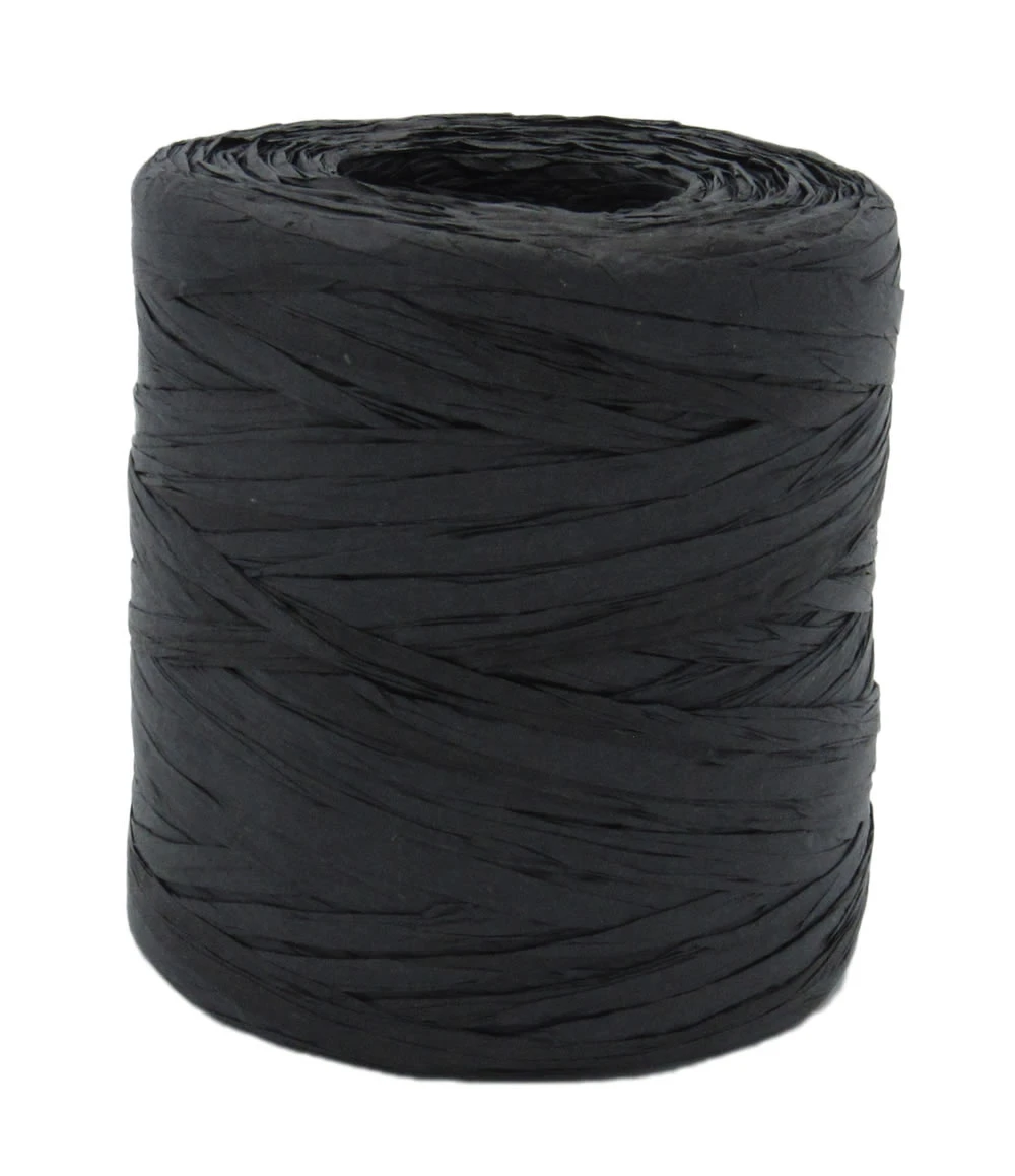 Raffia lint zwart 5 mm rol (200 meter)
