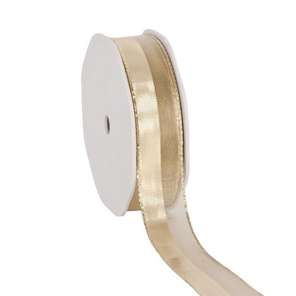 Cadeaulint lurex shiny trace goud 25 mm (20 meter)