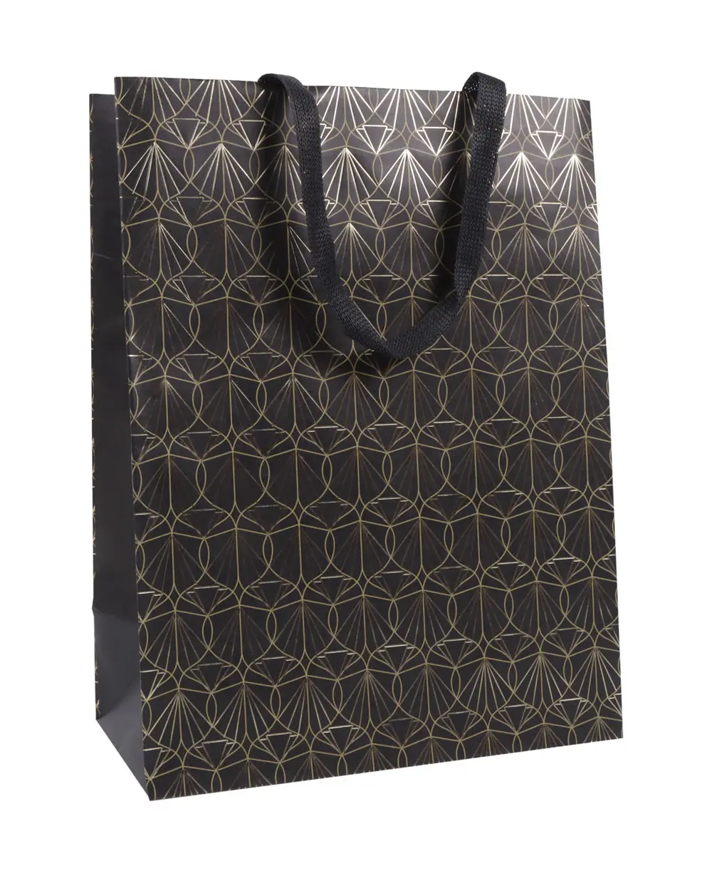 Cadeautas crystal zwart goud 25 x 13 x 33 cm (10 stuks)