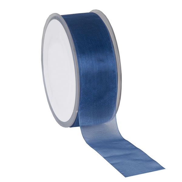 Organza lint donkerblauw 38 mm (50 meter)