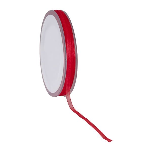 Organza lint rood 3 mm (50 meter)