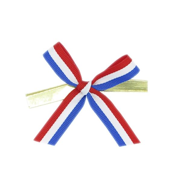 Bevestiging Evenement Gewaad Strikje rood wit blauw met clip wit 4,5 x 4,5 cm (50 stuks)