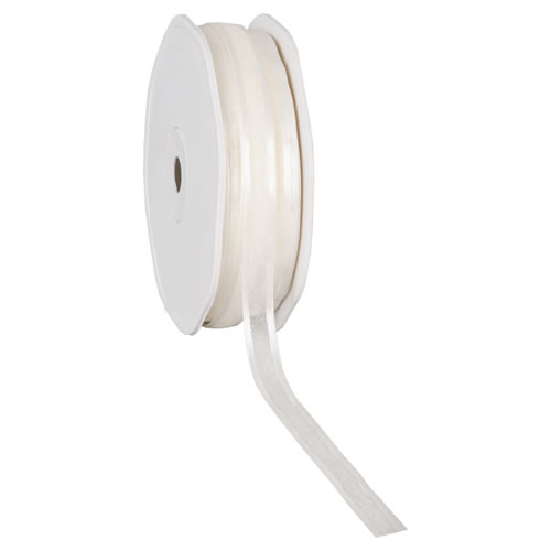 Organza satin edge creme 10 mm (50 meter)