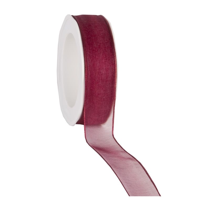 Organza lint bordeaux met draad 25 mm (20 meter)