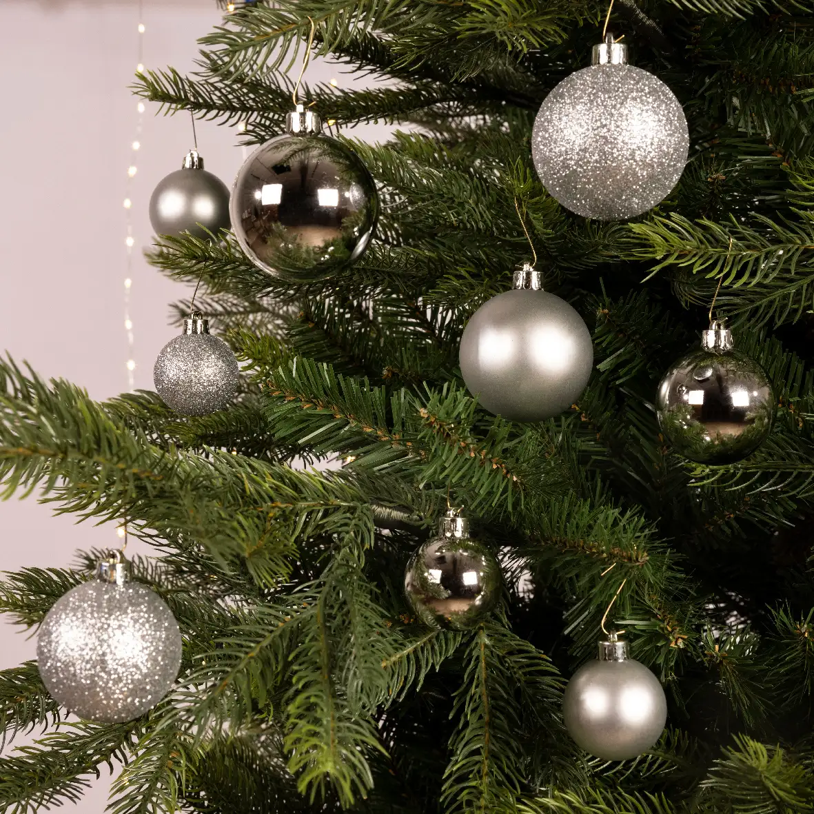 Kerstballen zilver set assorti (30 stuks)