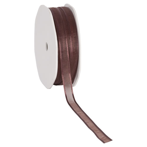Organza satin edge donkerbruin 10 mm (50 meter)