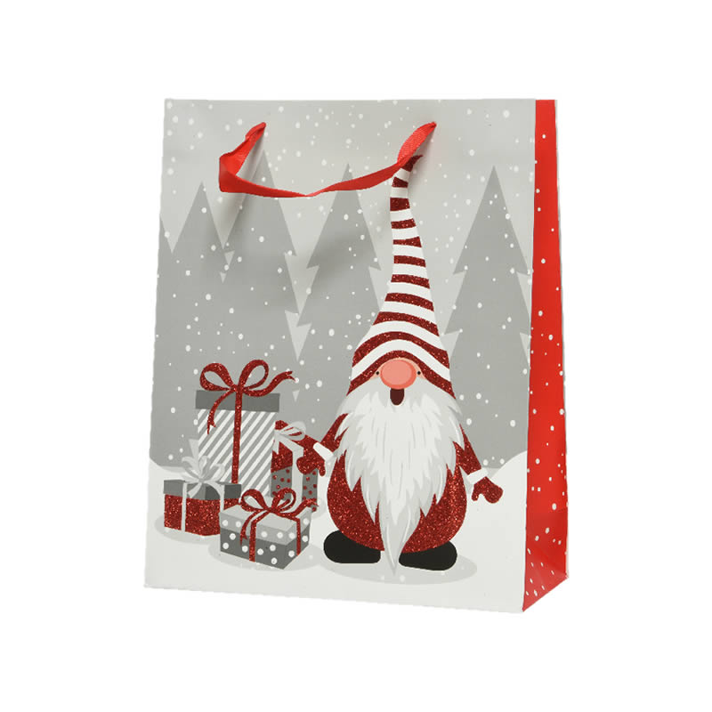 Kersttassen gnomes met cadeau 30 x 12 x 42 cm (6 stuks)