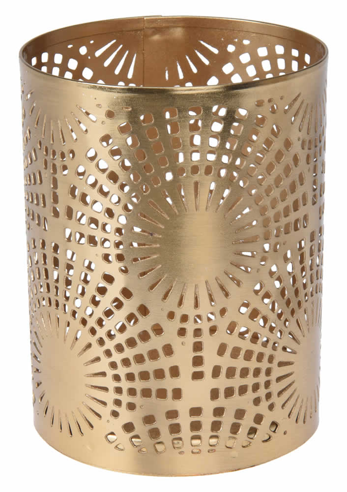 Waxinelichthouder fireworks goud metaal 10 cm (1 stuk)