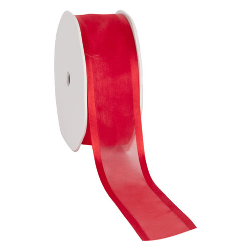 Organza satin edge rood 38 mm (25 meter)