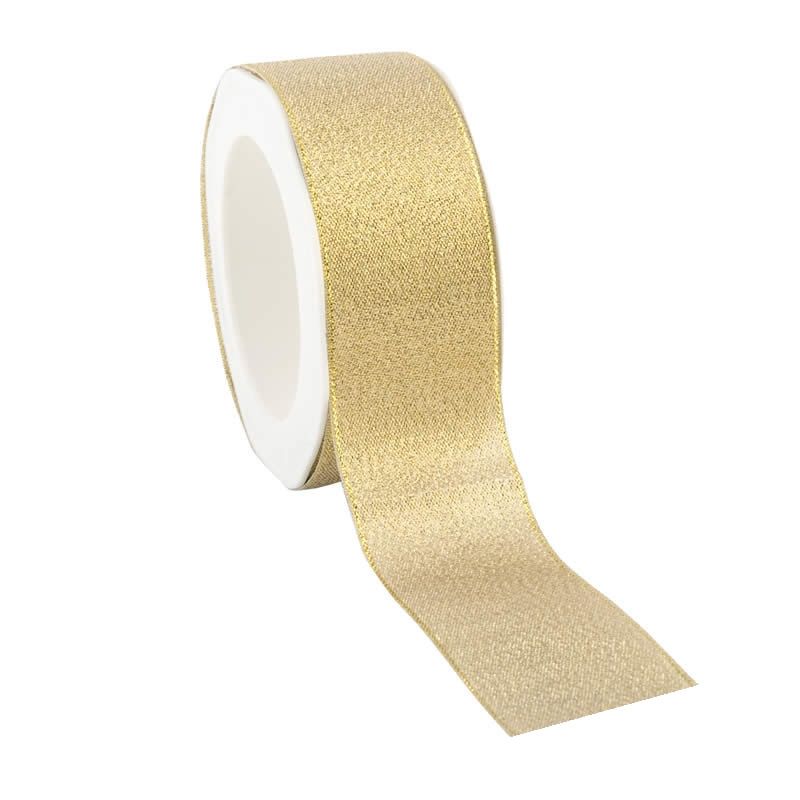 Cadeaulint lurex flare goud 38 mm (20 meter)