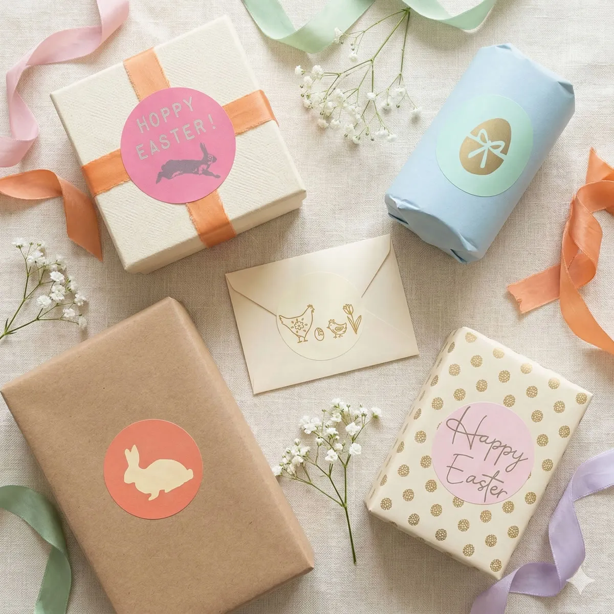 Wensetiketten Easter 40 mm (500 stuks) Wensetiketten Easter 40 mm (500 stuks)