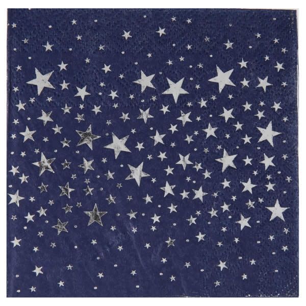 Servetten sterren blauw 12.5 x 12.5 cm (20 stuks)