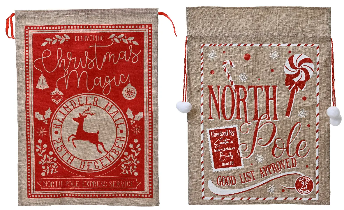 Kerstzakken Christmas Magic 50 x 70 cm (set van 2)
