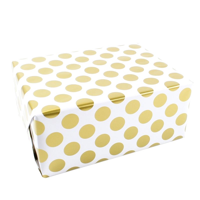 Inpakpapier big dots goud 50 cm (200 meter)