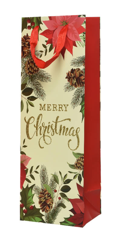 Wijnflestassen kerstster crème 12 x 10 x 36 cm (6 stuks)