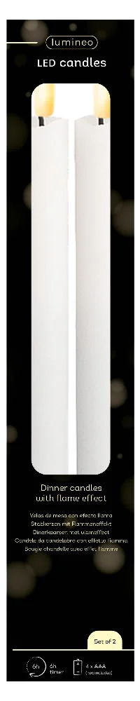 Led dinerkaarsen wit 24,5 cm (set 2 stuks)