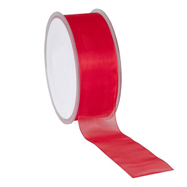 Organza lint rood 38 mm (50 meter)