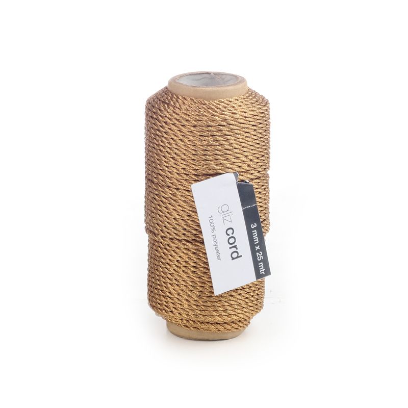 Gliz koord goud 3 mm (25 meter)