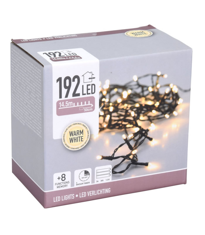 Kerstverlichting buiten warm wit 192 LED ( 14,5 meter)